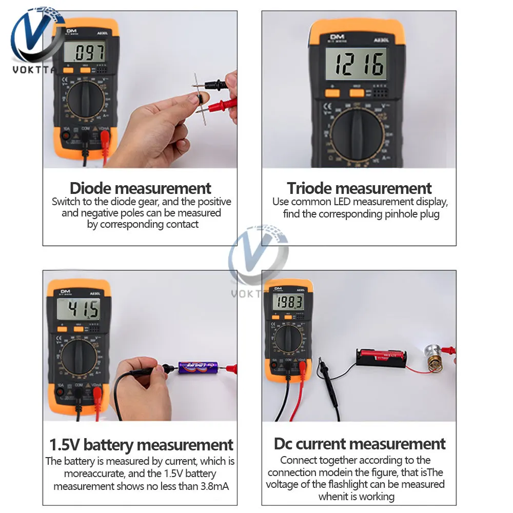 AC DC Digital Multimeter Intelligent Voltage Meter Ammeter Tester Diode Freguency Ohm Transistor Capacitance Meter Tester Tools 6