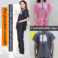 Purple/Pink/Gray Pet Shop Cosmetology Uniforms Men And Women Beauticians For Waterproof And Breathable Work Clothes G0709 2