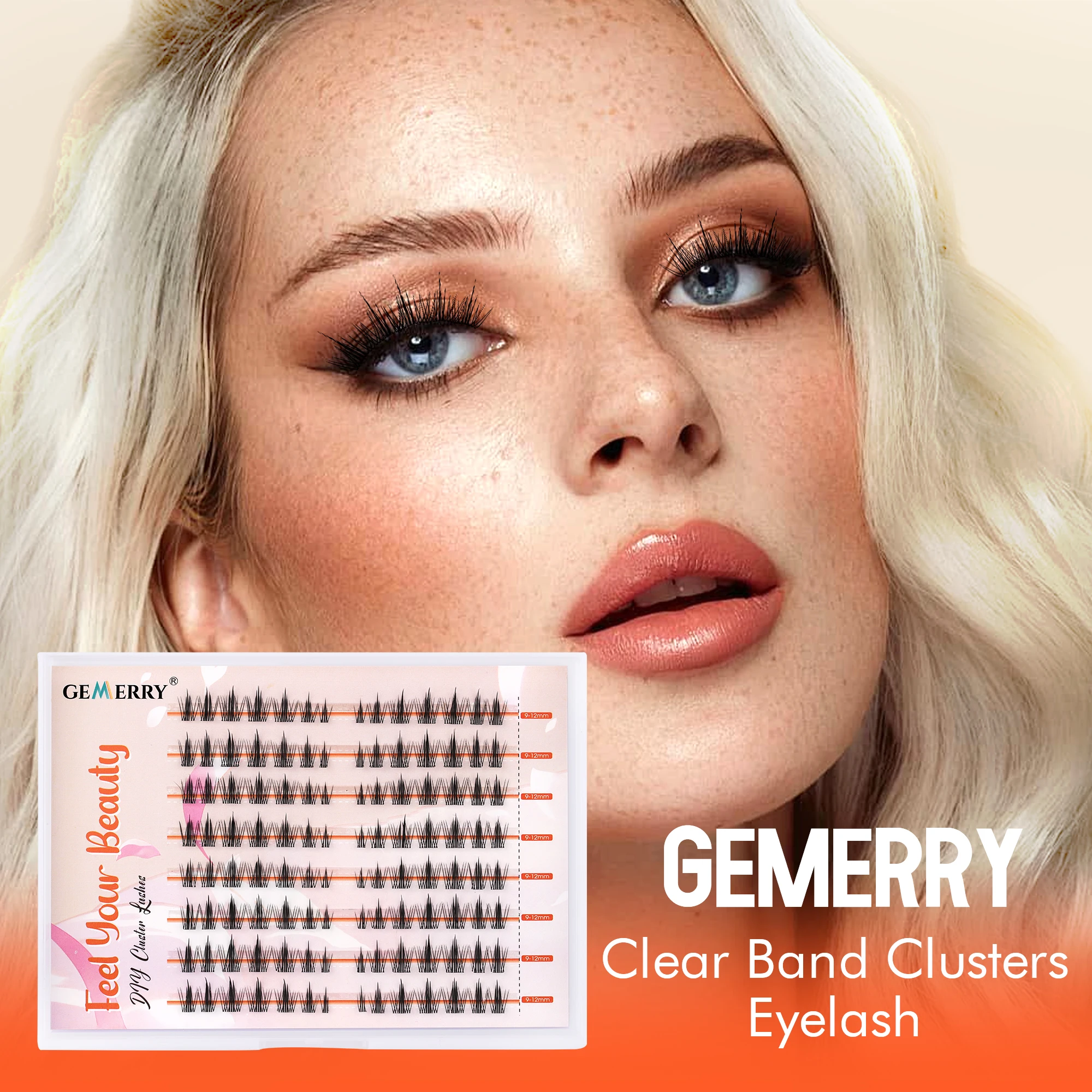 Gemerry 5 teile/los DIY Individuelle Cluster Wimpern Unsichtbare Feder Klar Band Comic Wimpern Verlängerung 3D Volumen Weiches Licht Wimpern