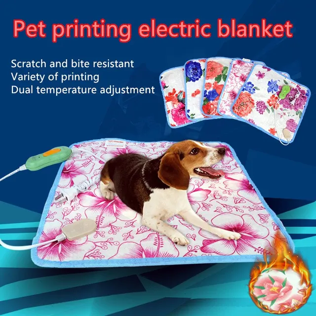 220 V -Os Elektromos Fűtőpad Takaró 40X40/60 Cm Pet Mat Bed Cat Kutya Téli Melegebb Pad Otthoni Irodai Szék Fűtött Szőnyeg Véletlenszerű Minták