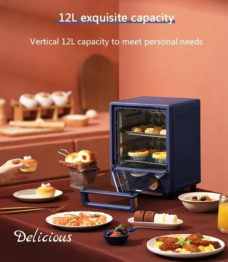 Description Picture 3 of item12L Household Electric Baking Oven Mini Vertical oven Intelligent Pizza Dessert Cake Maker 60min Timing Baking Tools 220V