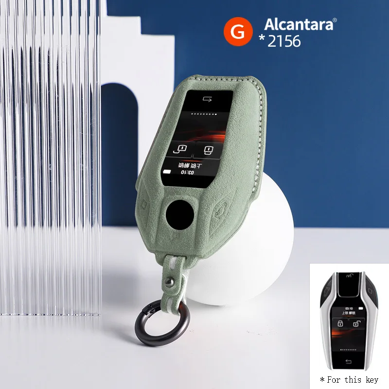 

For BMW 7 Series 740 liquid crystal LED Display New 5 Series 530l 6 Series GT X3 Alcantara Suede Car Key Caver Bag Keychain