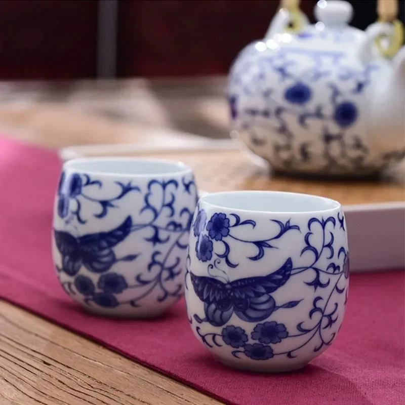 Tea Cup, 1pcs/3pcs China Ceramic Tea Cup White Porcelain Kung Fu Cups Pottery With Handle Drinkware Wine Coffee Mug Teacup