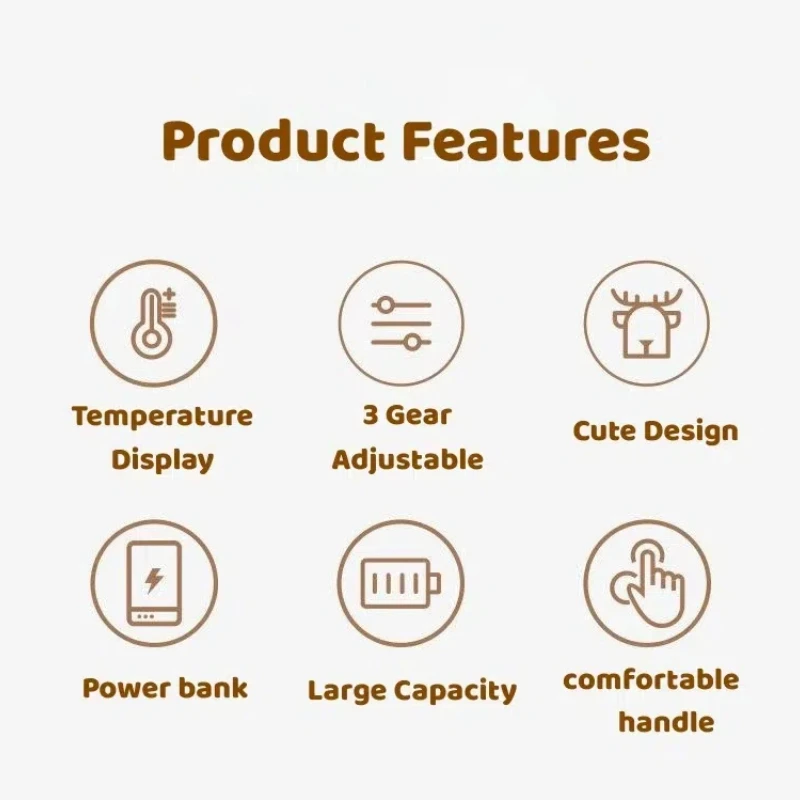 Portable Hand Warmer Xiaomi Cartoon 10000mAh 2 in 1 Three Levels Of Temperature Adjustment Digital Display
