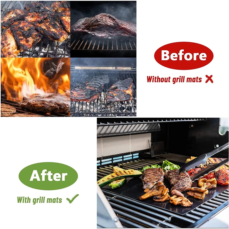 1/2pcs BBQ Grill Mat Non-stick Reusable Barbecue Baking Mats Pad Heat Resistance Grilling Sheet Liners Kitchen Cooking Oven Tool