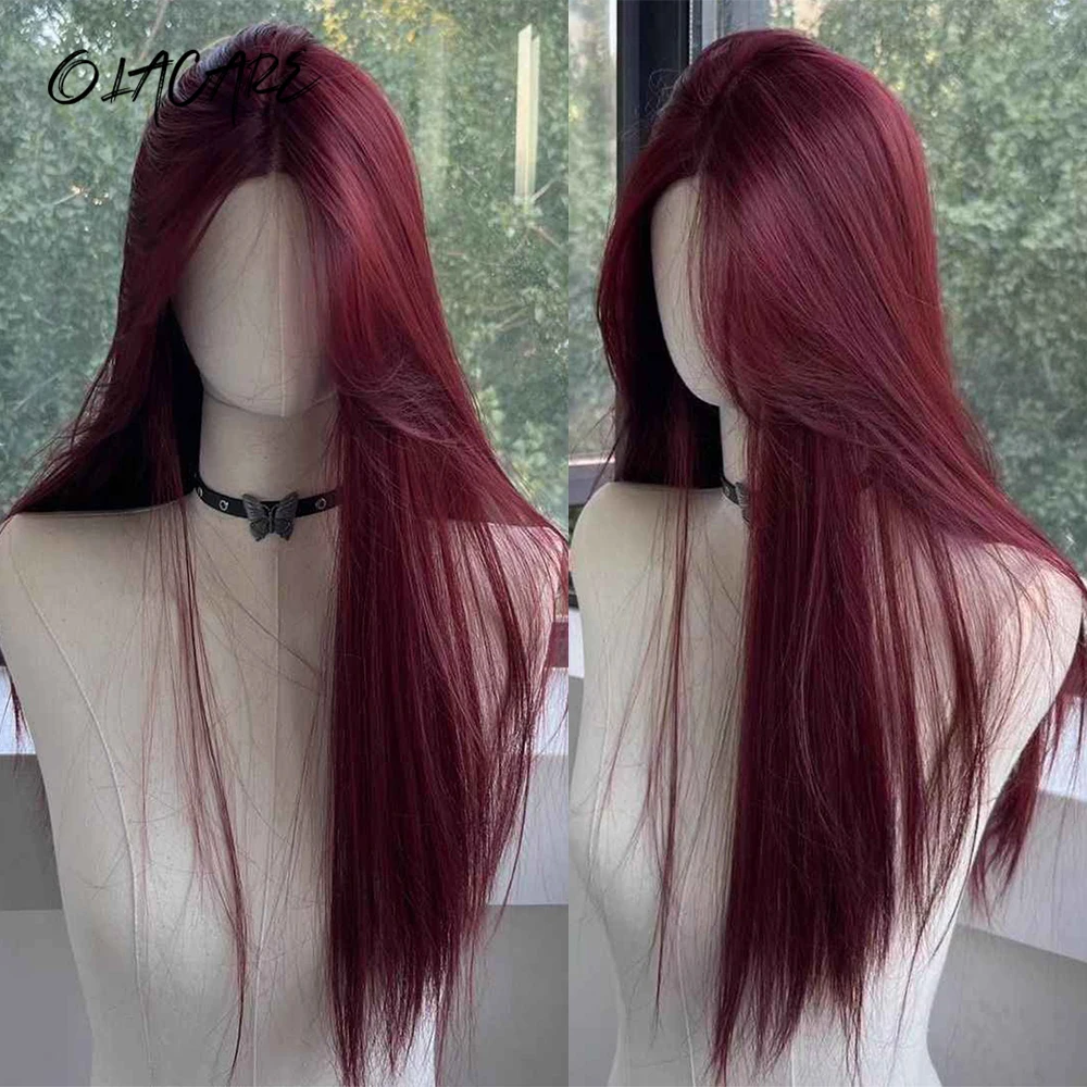 Red Synthetic Lace Front Wig for Women Daily Use