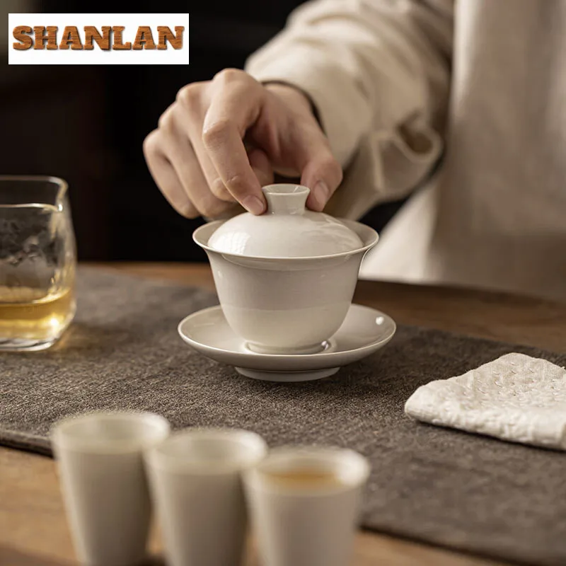 100ml Plant Ash Sancai Cover Bowl Household Anti Scald Gaiwan Boutique Tea Tureen Tea Maker Chinese Cups Set Ornaments