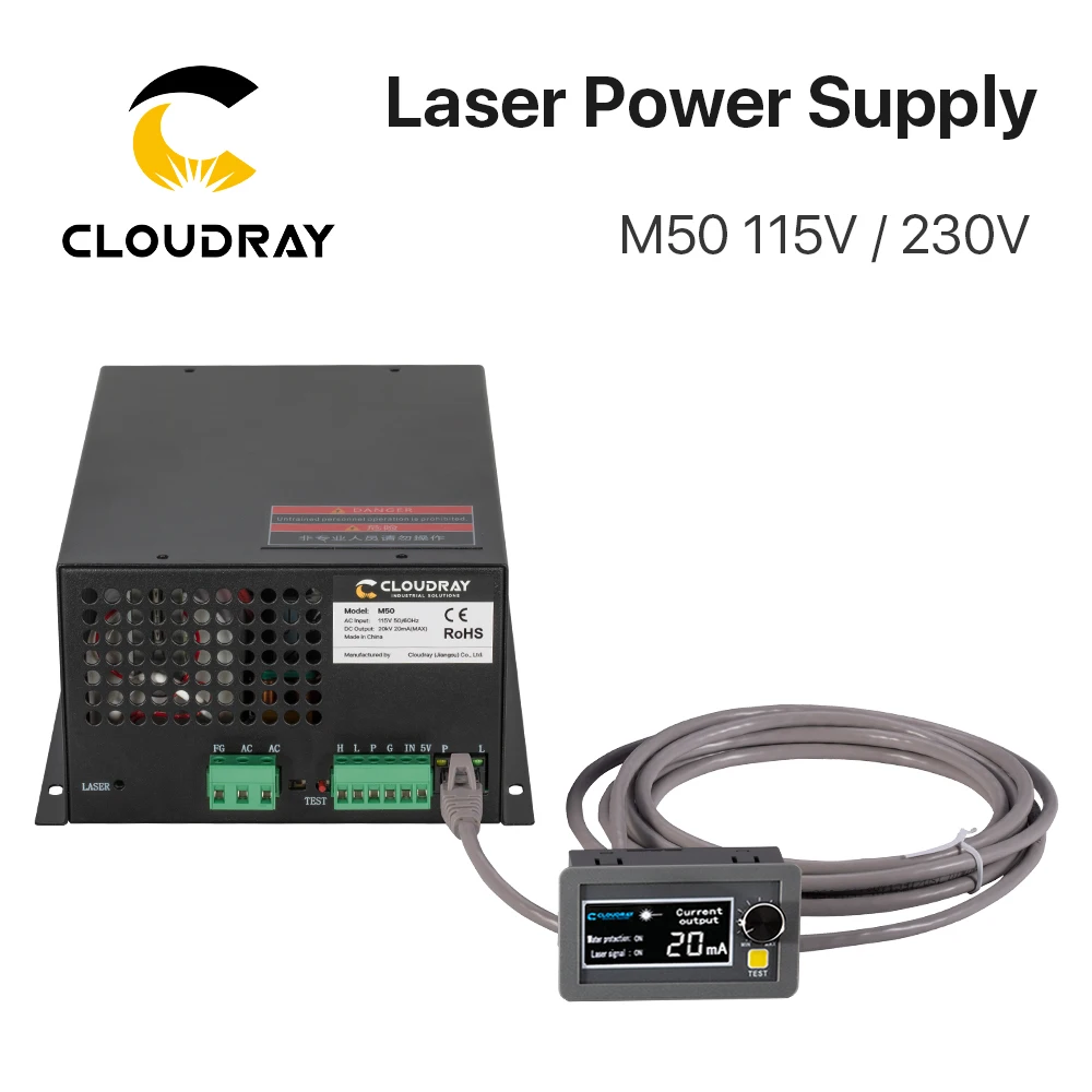 Alimentatore Laser CO2 Cloudray 50W per macchina da taglio per incisione Laser CO2 categoria M50 per macchina per marcatura Laser Co2