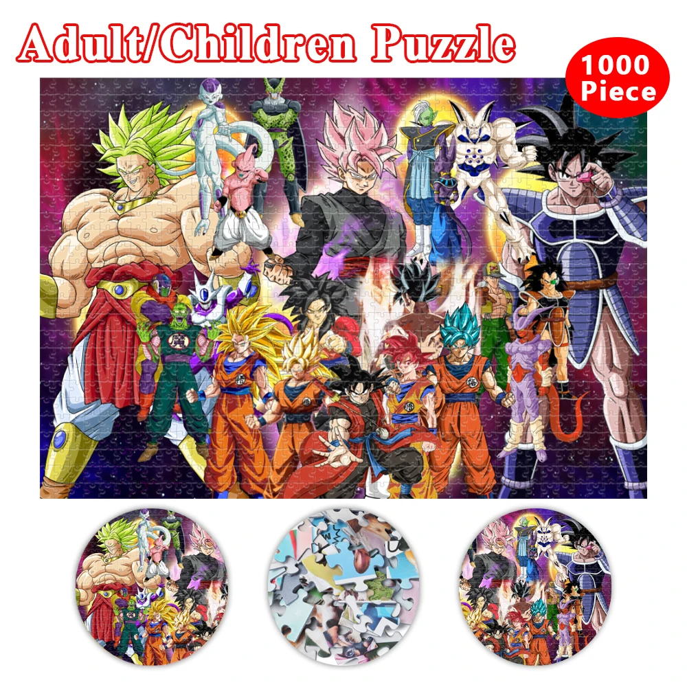 Super saiyan quebra-cabeças dragon ball puzzle 300/500/1000 peça filho goku  personagens anime quebra-cabeça halloween presente de natal - AliExpress