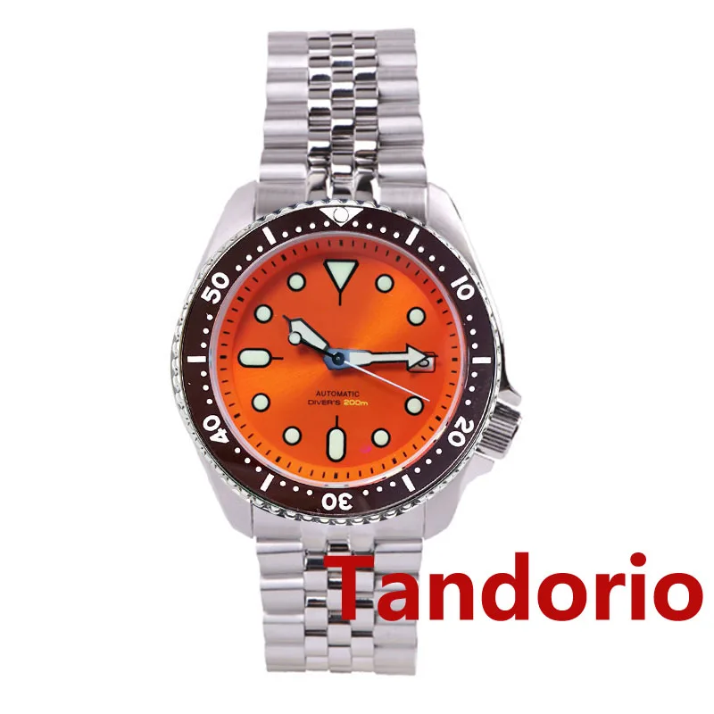 

Tandorio 41mm NH35A Automatic Mens Black 20ATM Diving Watch Sapphire Glass Date Luminous Steel Strap Roating Bezel 120 Clicks