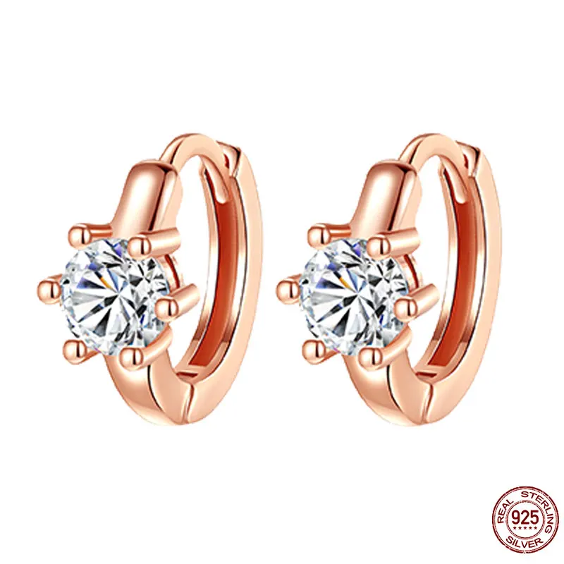 trendy clay earrings Hot 925 Sterling Silver Rose Gold Series Hoop Earrings For Women Earring Pendientes Plata De Ley 925 Original Earrings Jewelry Trendy Earrings luxury