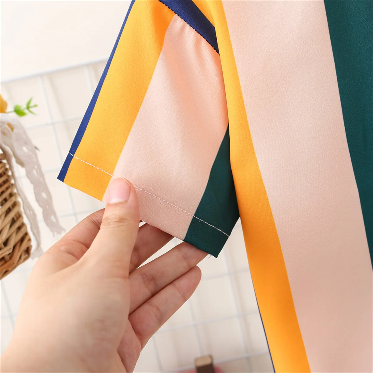 Summer (0-3) Boys Baby Short Sleeved Colorful Striped Printed Shirt Children's Short Sleeved Top T-shirt Shirt Casual