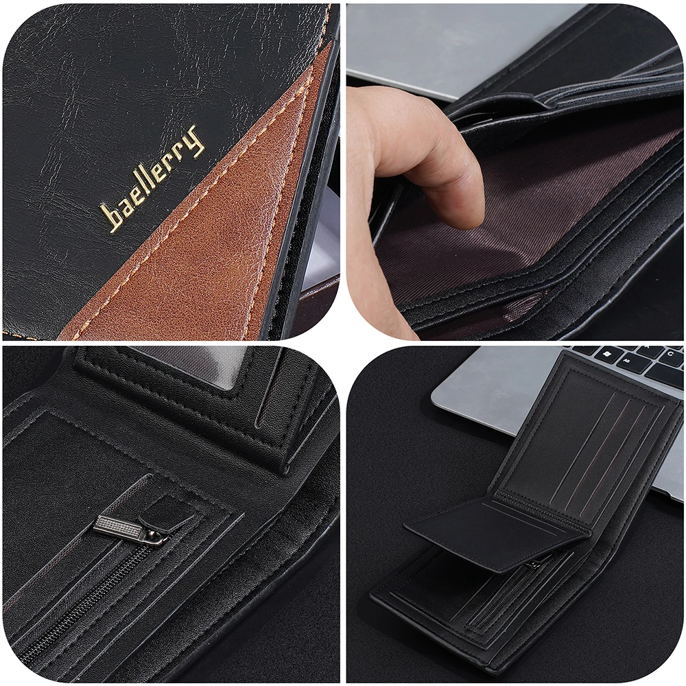 Baellerry Ultra Thin Men's RFID Blocking Wallet with Zippered Coin Pocket, Slim Minimalist Anti-Skimming Bifold Card Holder for