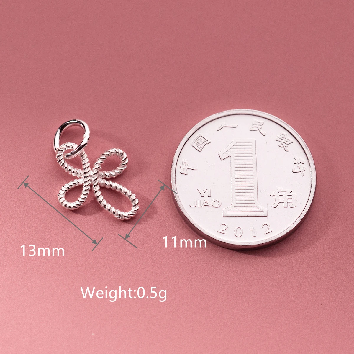 

100% Real Sterling 925 Silver Accaccessories Fried Dough Twists Cross Charm Pendant For Bracelets Necklaces Key Diy Material