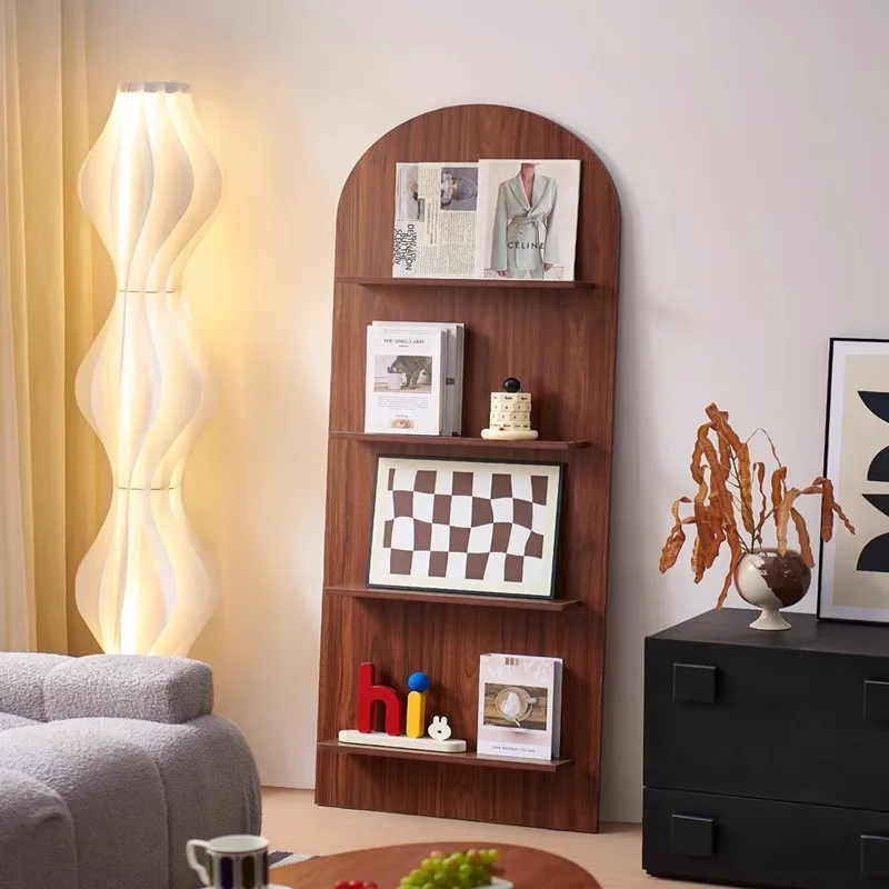 Nordic Retro Bookshelf Modern Living Room Newspaper Magazine Rack Floor-standing Promotional Wall-mounted Storage Rack FYMR