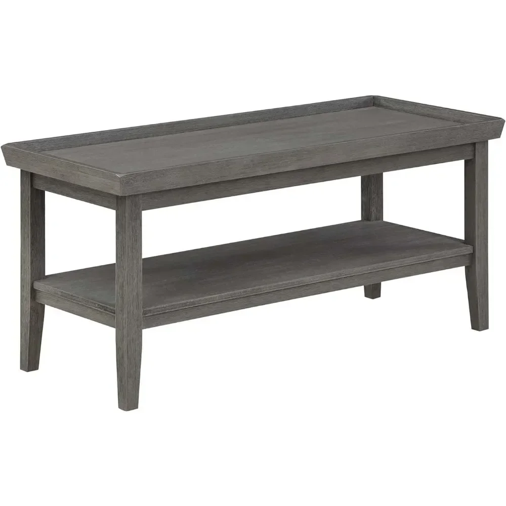 Wirebrush Dark Gray Coffee Table Ledgewood Coffee Table With Shelf Furniture Restaurant Tables Basses Living Room Furniture Side side sofa modern books coffee table living room double layers coffee table nordic metal shelf table basse home furniture