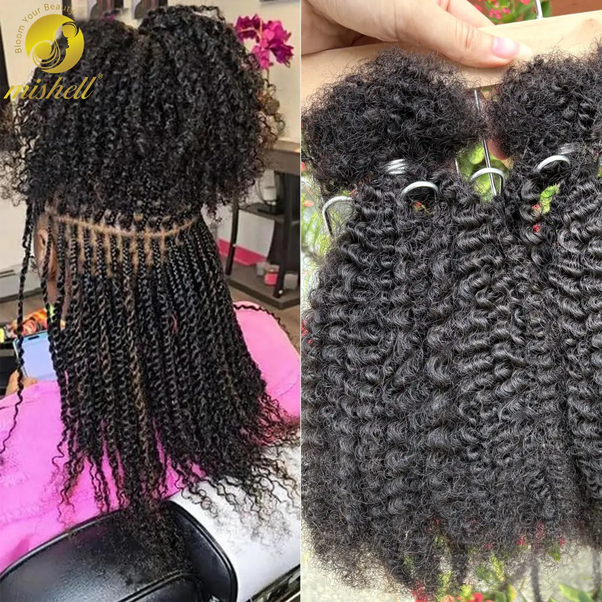30g/Bundle Ombre Afro Kinky Curly Human Hair Bulk Extensions No Weft 16inch for Permanent Micro Locs/Twists/Braids/Repair Locs 2