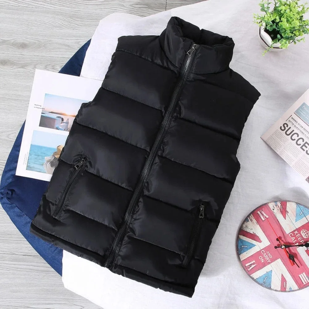 Men Slim Fit Stand Collar Sleeveless Puffer White Vest Jacket Spring Autumn Casual Waistcoat Warm Coat Trends thermal tank top