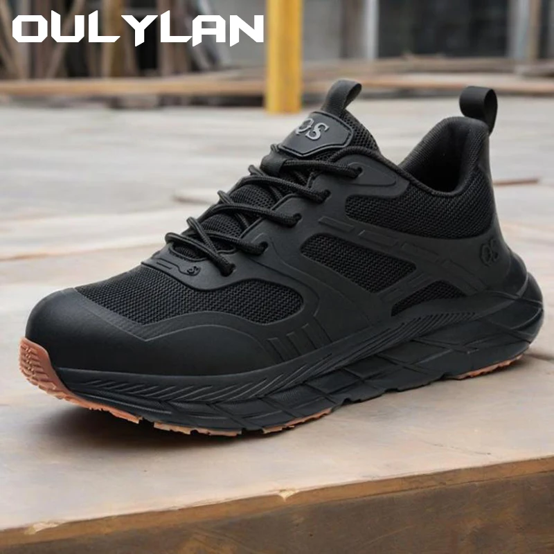 Oulylan New Work Sneakers Steel Toe Shoes for Men Safety Shoes Puncture-Proof Work Shoes Boots Fashion Indestructible Footwear