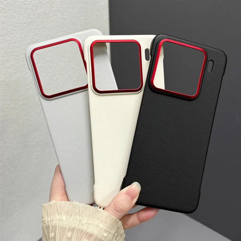Frameless Slim Leather Texture Luxury Magnetic Half-Wrapped Hard Back Case