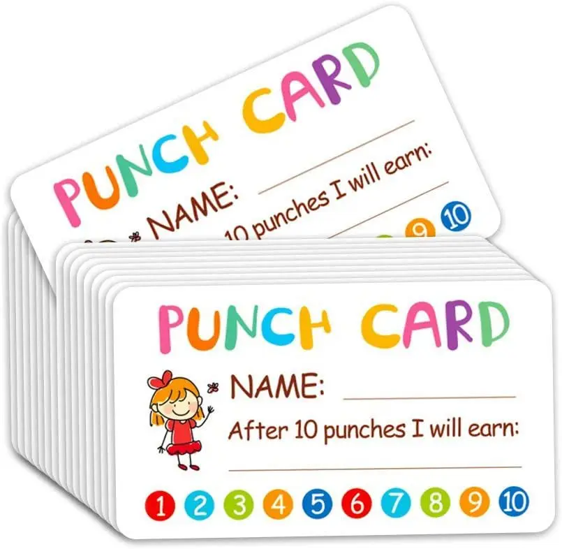 50Pcs Cartoon Boy Girl Punch Card For Children's Toy Reward Incentive Cards  Small Business Commodity Packaging