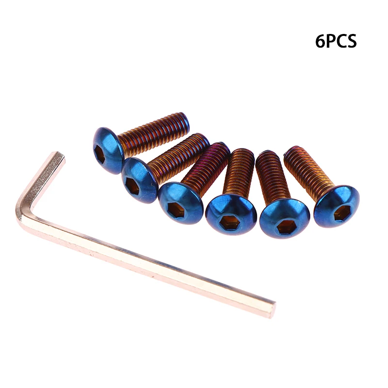 

6Pcs Burnt Titanium Steering Wheel Bolts Screw + 1x Wrench Kit Tool Car Accessories Fixing Screw