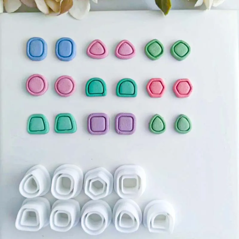 Mini Earrings Geometric Lines Square Circles Polymer Clay Cutters Earring Pendant Jewelry Soft Pottery Clay Cutting Tools 14mm polymer clay tools