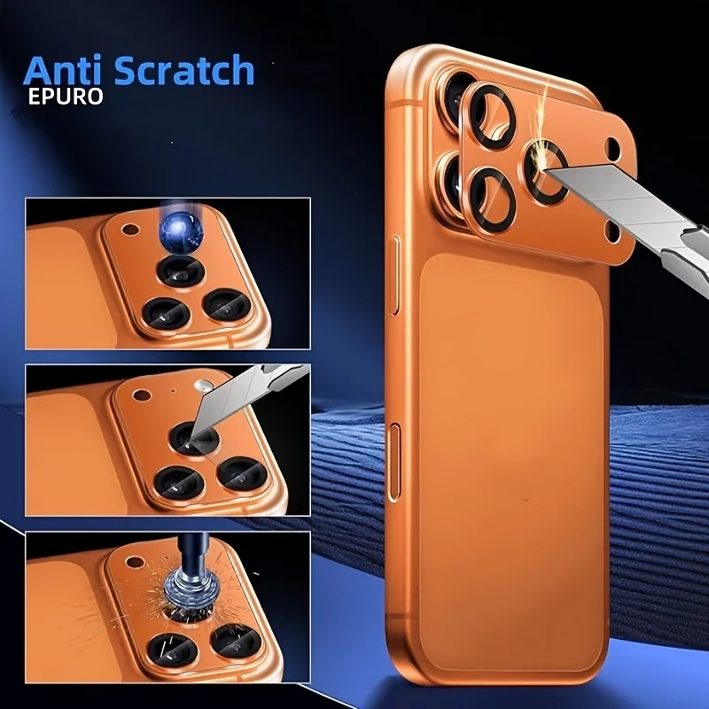 1pc for IPhone 17 Pro/17 Pro Max Camera Lens Protector -Heavy-Duty Metal Ring with Anti-Scratch Tempered Glass,Scratch-Resistant