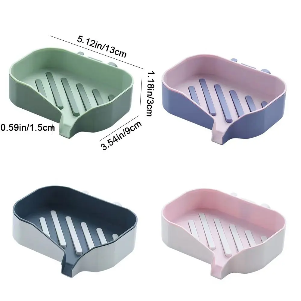 Plastic Double Layer Soap Holder Punch-Free Wall-mounted Drain Soap Dish Holder Removable Self Adhesive Soap Box Kitchen 6