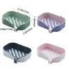 Plastic Double Layer Soap Holder Punch-Free Wall-mounted Drain Soap Dish Holder Removable Self Adhesive Soap Box Kitchen 6
