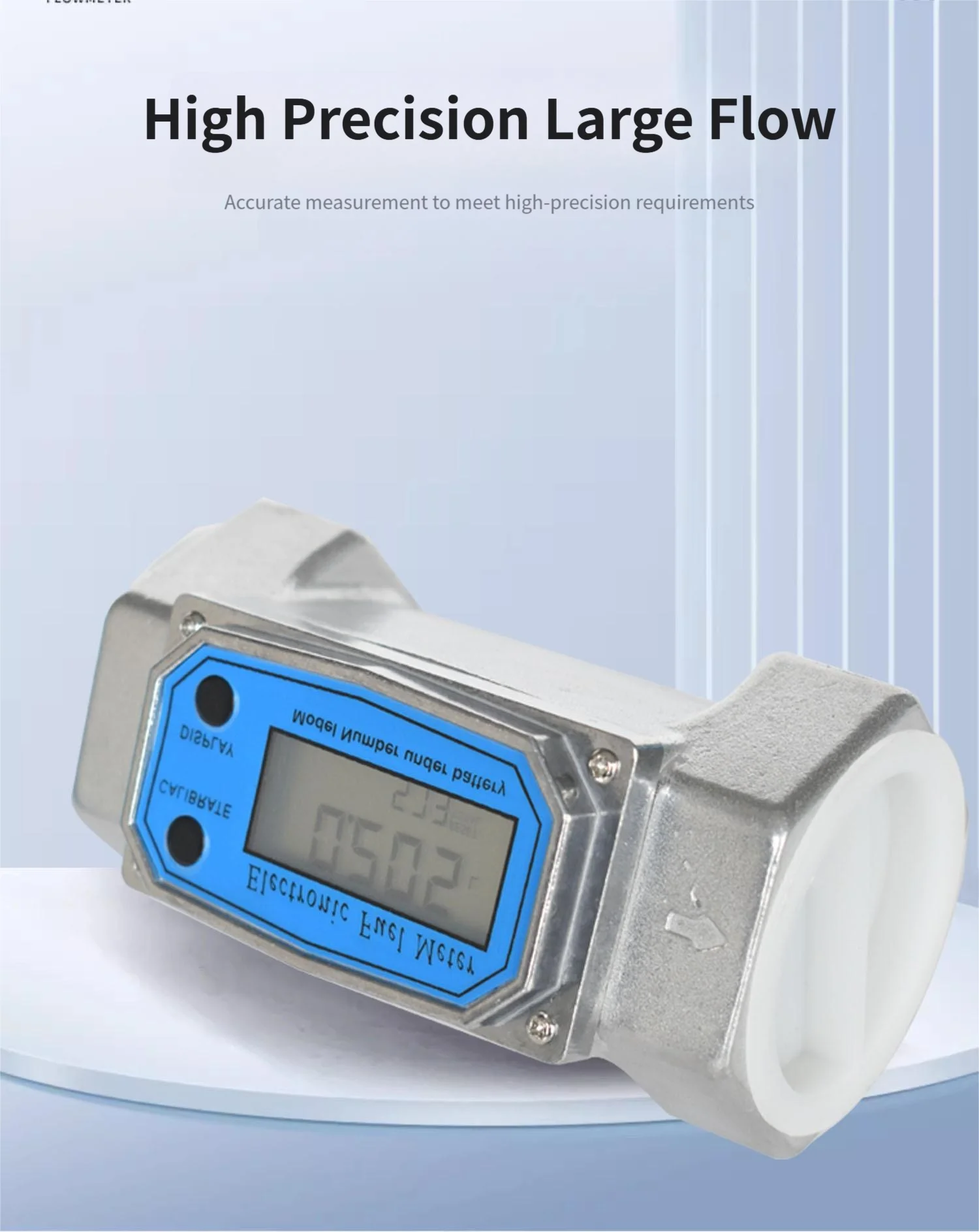 Electronic Turbine Water Flow Meter High Precision Waterproof Flowmeter LCD Disp