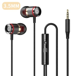 9D HiFi Heavy Bass Wired Stereo Headset with Microphone (3.5MM AUX Black)