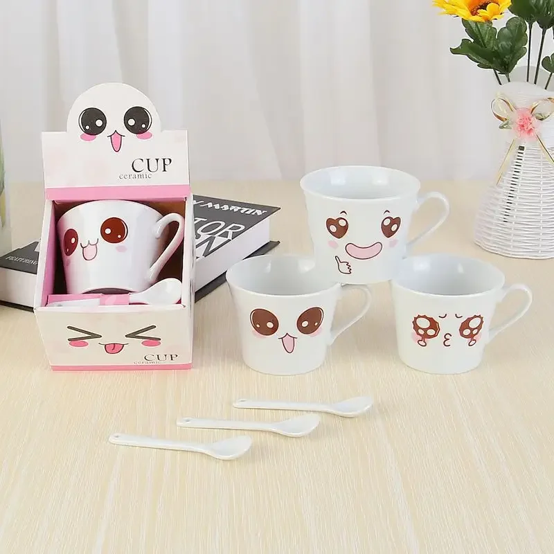 Friends Coffee Mugs Ceramic Cup Smiling Expression Face Cartoon Milk Tea Drinkware