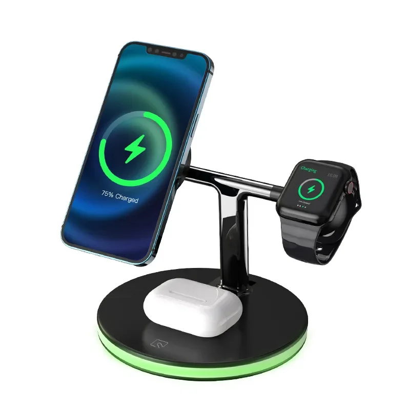 

3 in 1 Wireless Charger Stand Magnetic For iPhone 12 13 14 15 Fast Charging Station for Apple Watch 9 8 7 6 5 Airpods 2 3 Pro