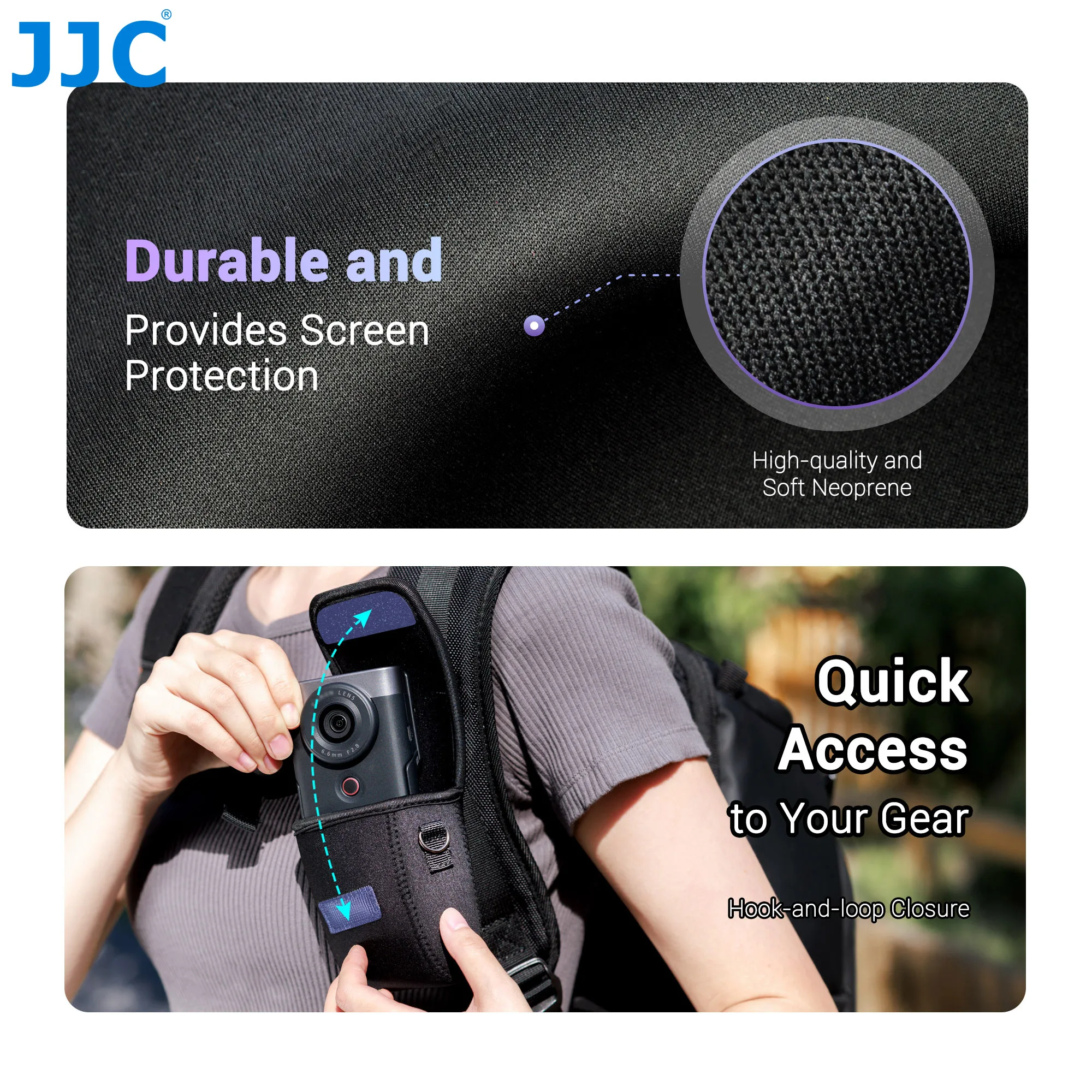 JJC Kompakte Kameratasche, Kameratasche für DJI Osmo 360, Canon PowerShot V10 Kamera, verstellbarer Schultergurt mit Karabiner – Detail 5