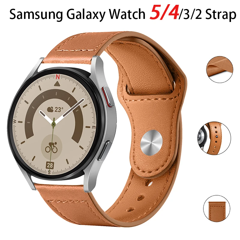 Bracelet en cuir pour montre Samsung 4/5 40 44mm, montre 5 Pro 45mm, 20/22mm, pour Galaxy Watch 4 classique/actif 2/3 42 46mm_voghion.com