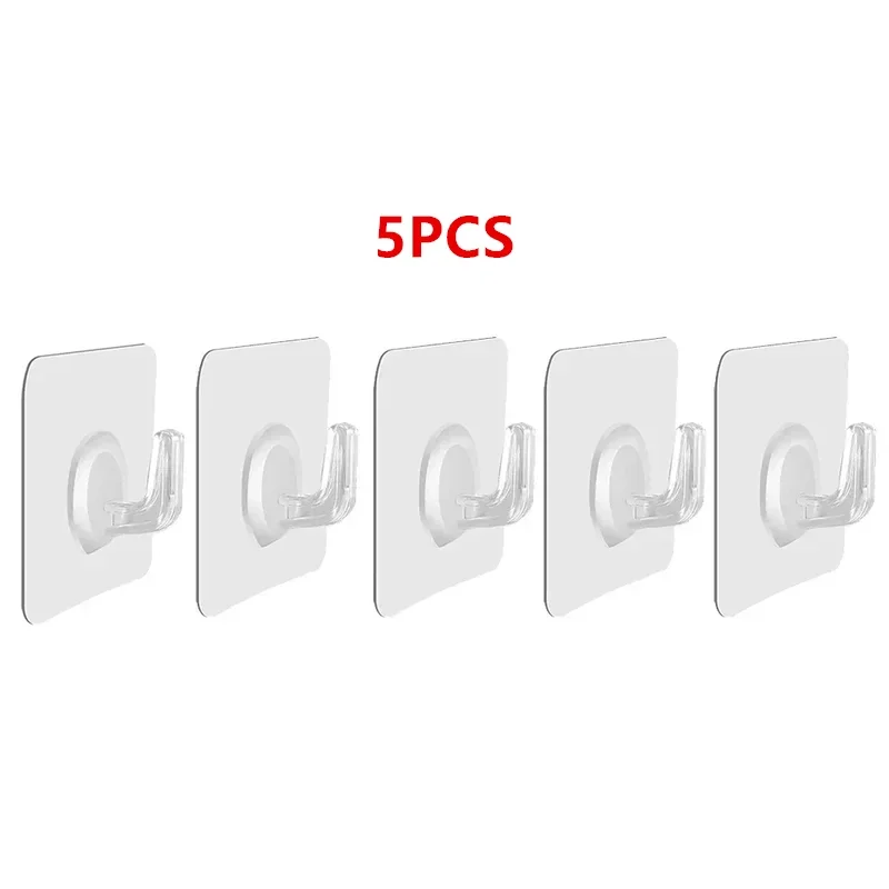 5-40 יחידות מתלה קיר פלסטיק שקוף לאחסון במטבח, בחדר האמבטיה ובמשרד, ללא עקבות, ללא שריטות, עמיד במים, עם דבק