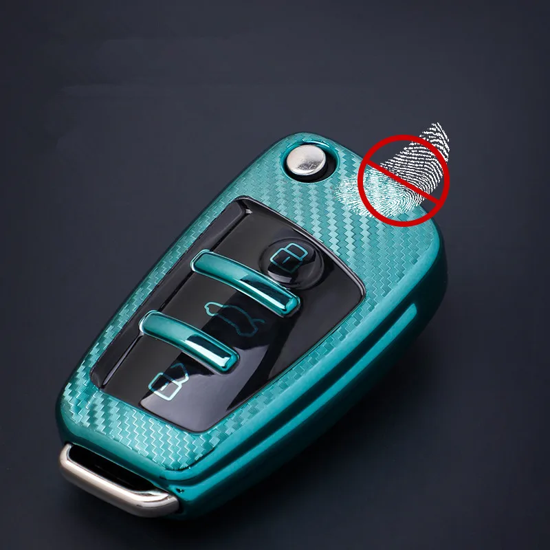 TPU 탄소 섬유 자동차 키 케이스 커버 셸, 아우디 A1 A3 8P A4 A5 A6 C7 A7 S3 S7 S8 R8 Q2 Q3 Q5 Q7 Q8 SQ5 TT RS3 RS6 키 체인
