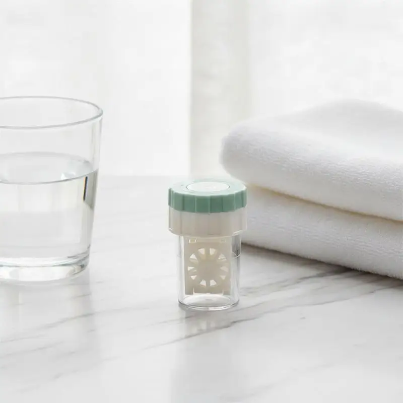 Compact Hand Rotating Contact Lens Cleaner - Dust-Proof Portable Cleaning Box