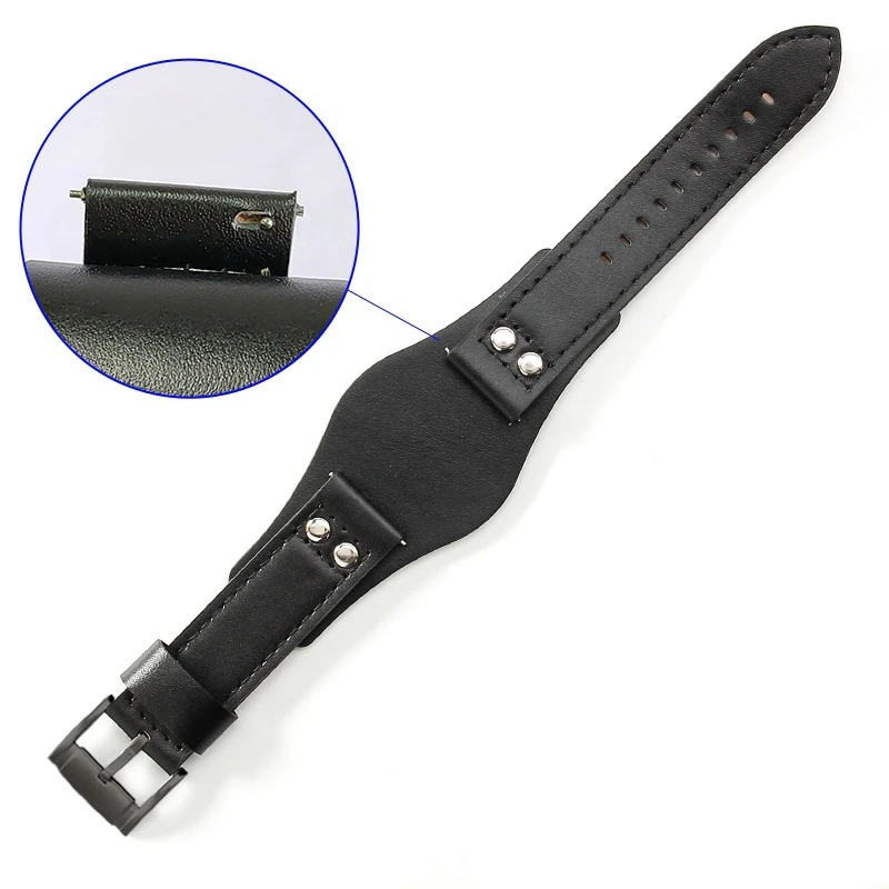 Men's Retro Style Genuine Leather Watch Strap, 22mm, Comfortable Wristband
