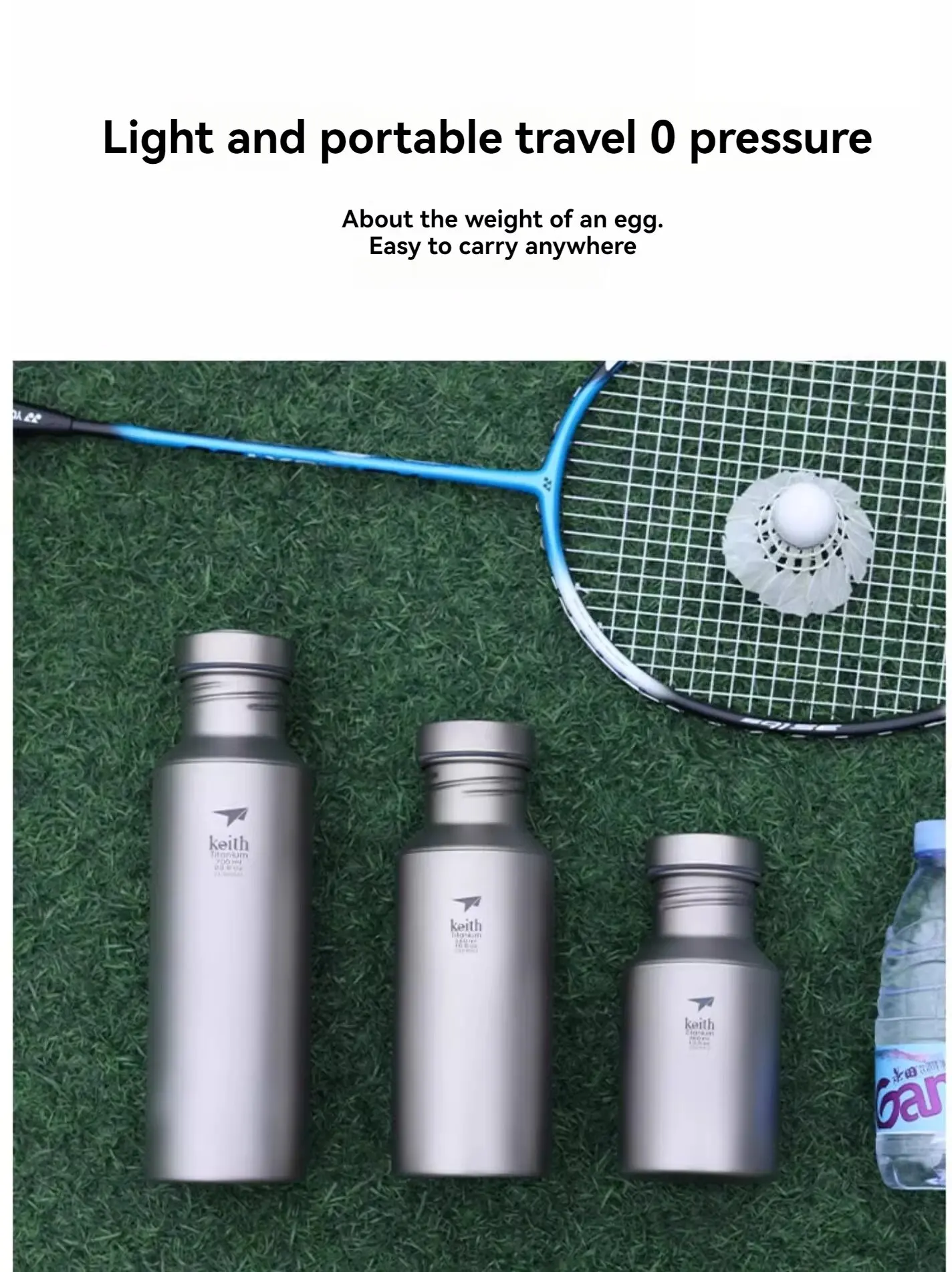 Description Picture 3 of itemKeith Lightweight Titanium Water Bottle Outdoor Sport Picnic Travel Camping Bottle Leak-proof with Bag 400ml / 550ml /700ml