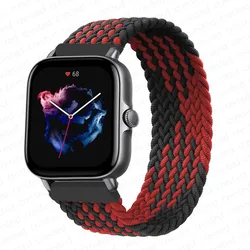 Braided Elastic Watch Bracelet - 20mm/22mm Band for L (Black red)