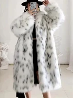 White Leopard Print Faux Fur Coat – Cozy Autumn Warmth