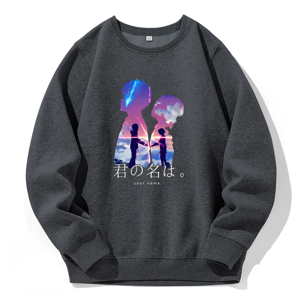 

Your Name Anime Printed Hooded Men Sports Breathable Warm Tracksuit Casual Loose Fleece Hoodie Retro Classic Comfortable Hoodies