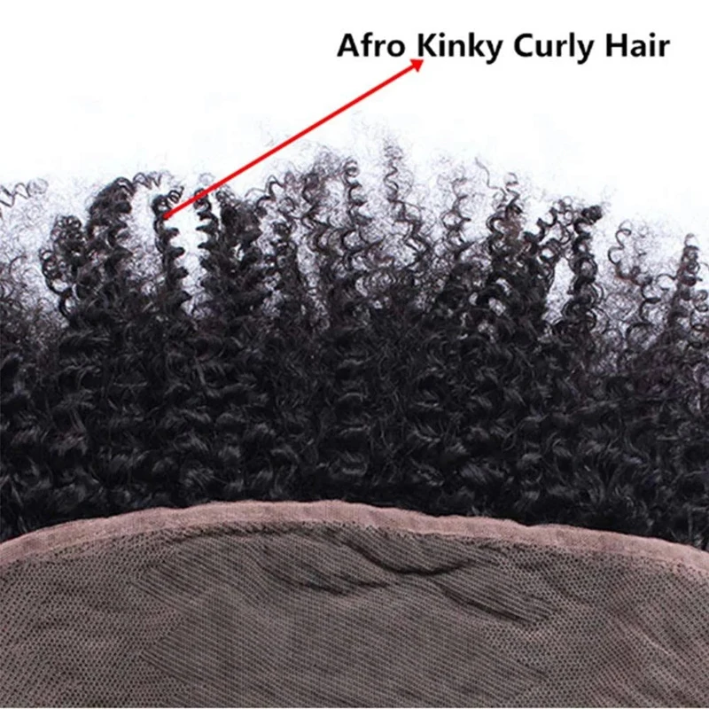 Afro Kinky Curly Lace Frontal 13x4 Ear To Ear Brazilian Remy Hair 150% Density