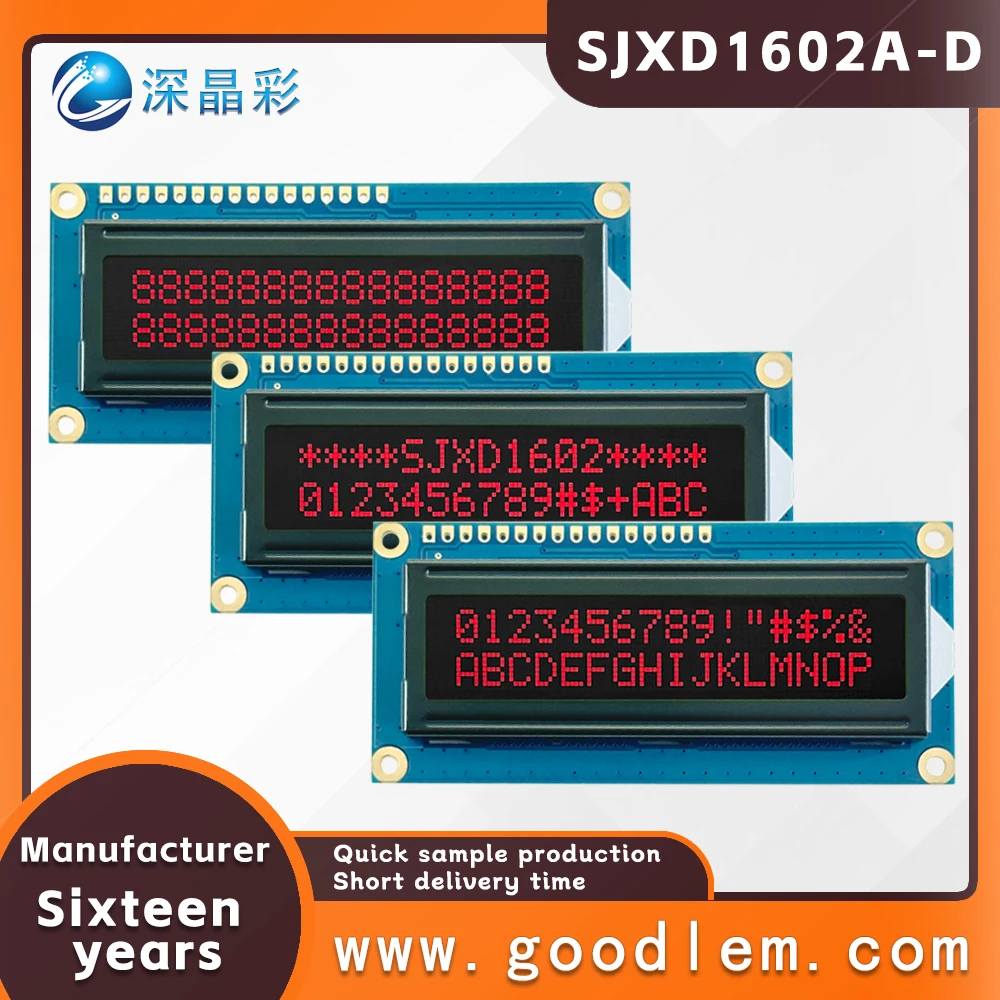 

Factory wholesale1602 lcd high definition VA Red character lcd display 16X2 IIC/SPI/6800 interface 5.0V/3.3V power supply