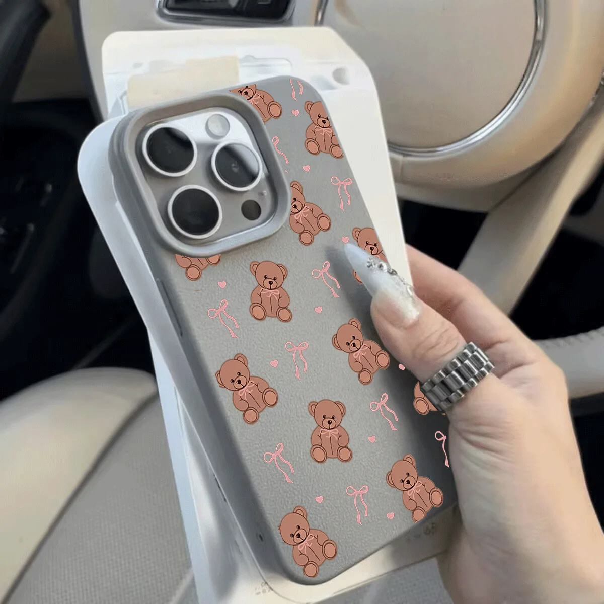 Lovely Bow Bear Silicone Phone Case