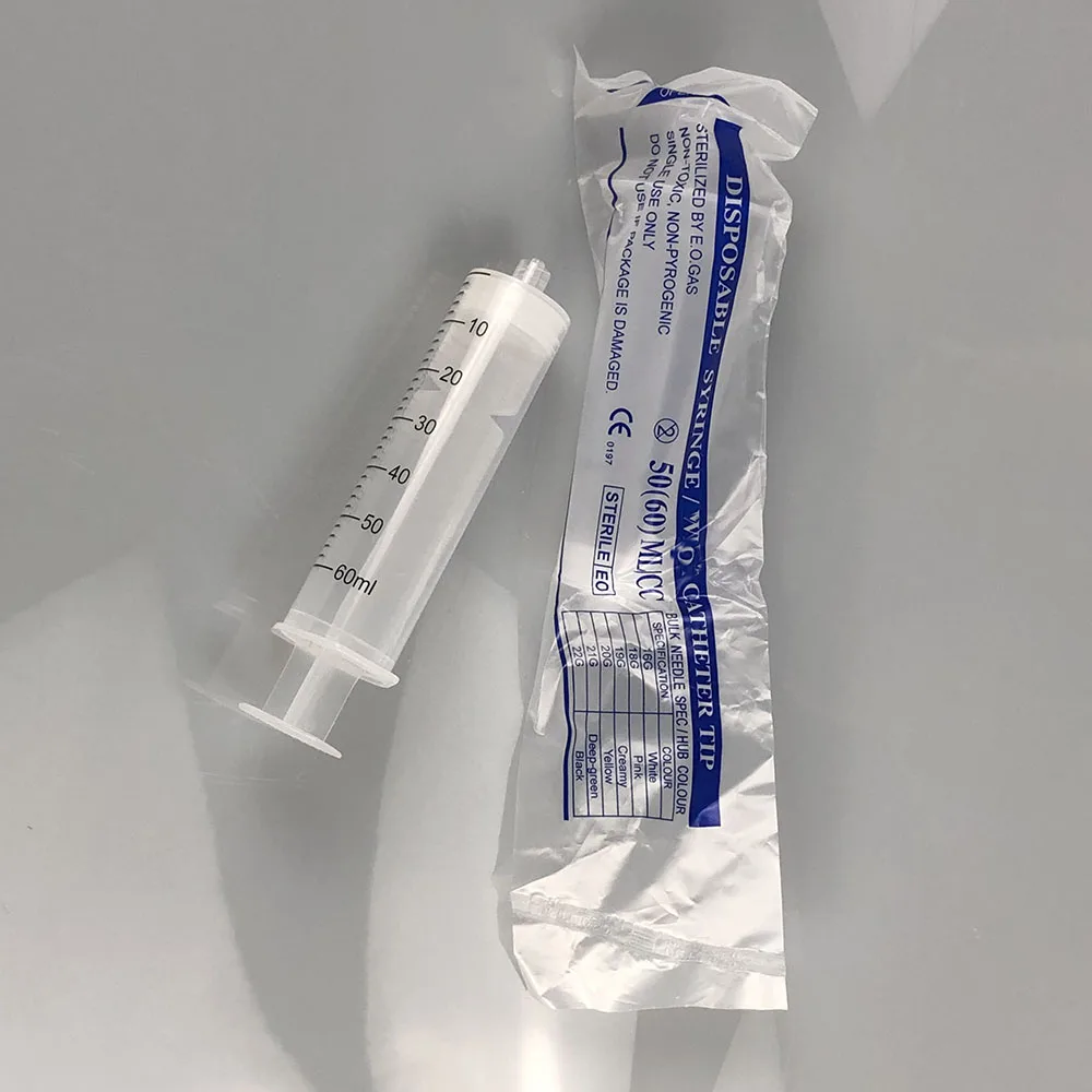 5 개/몫 오존 주사기 60ml 실리콘 플런저 EO 멸균 루어락 O3 주사기 의료용 오존 치료용