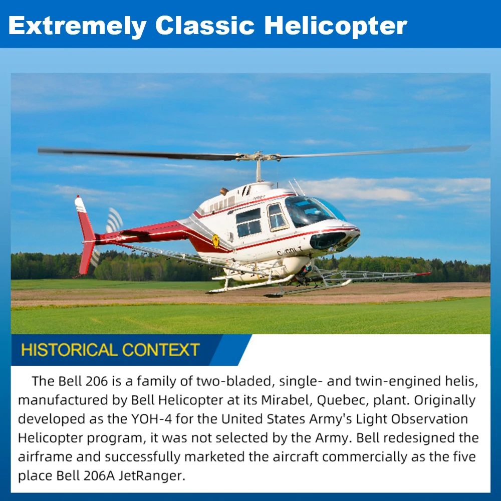 Flywing Bell 206 RC Helicopter V3 6CH GPS Altitude Hold Two Rotor 1:16 RC Scale Helicopter PNP RTF With H1 Flight Control System 2