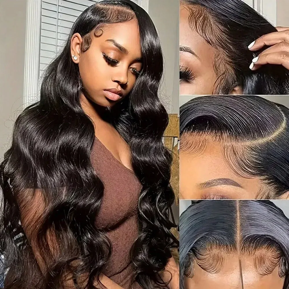 13x6 Body Wave Lace Front Wigs Human Hair Pre Plucked and Pre Bleached with Baby Hair 200% Density 13x4 Glueless Human Hair Wig